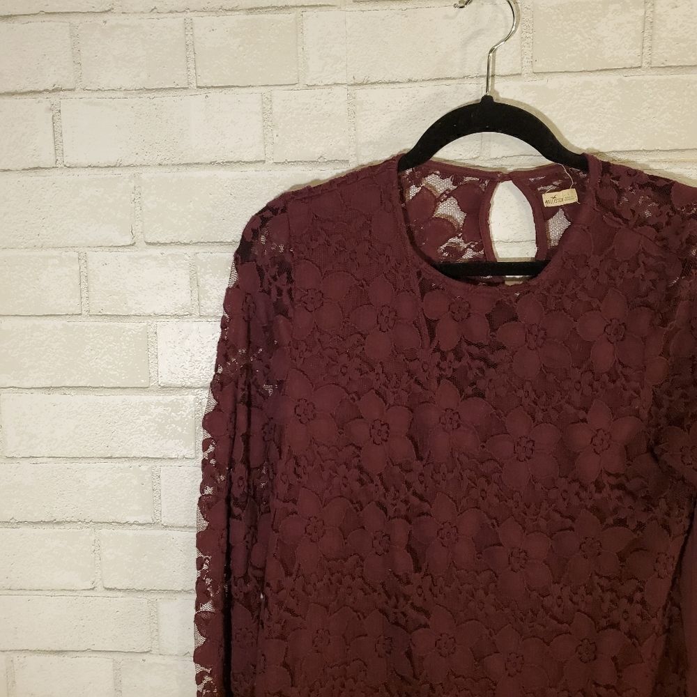 Hollister maroon lace top - Picture 5 of 10